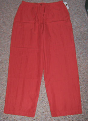CARIBBEAN JOE Orange Wide Leg Casual Pants Mid-Rise Drawstring Waist Size Large-image