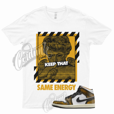 ENERGY T for 1 Mid Wear Away White Black Orange Shirt To Match AJ1 Taxi Pollen-image
