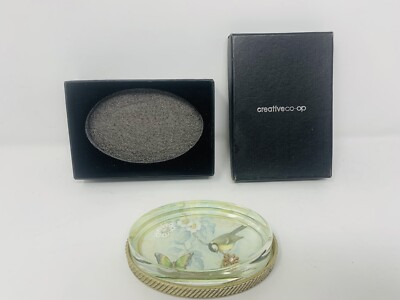 CREATIVEco-op Crystal Paperweight with Bird And Butterfly Image-image