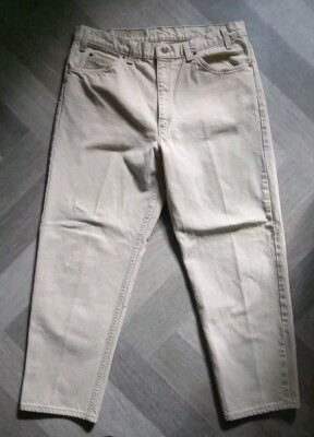VINTAGE Levis 550 Jeans Mens 38x30 Beige Relaxed Blank Orange Tab Made USA -image