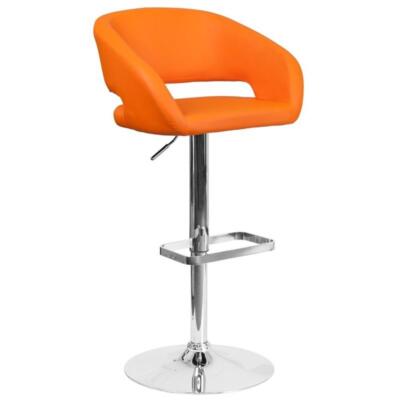 Flash Furniture Faux Leather Adjustable Bar Stool in Orange-image