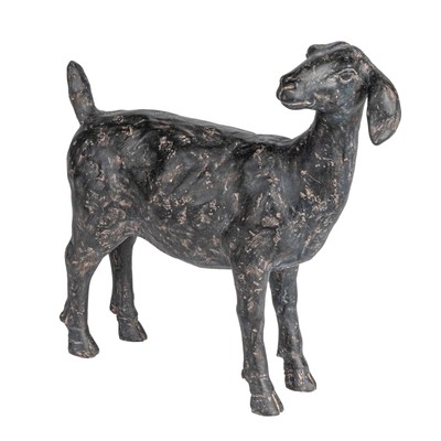 Resin Standing Goat Accent Décor with Cast Iron Finish, Black-image