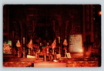 Chinese Joss House Interior, Weaverville, California Taoist Postcard-image