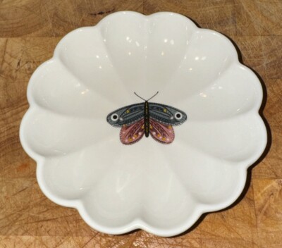 Creative Co-Op Gray & Pink Moth Trinket Dish Jewelry Coins Soap Holder-image