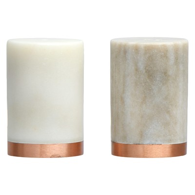 Creative Co-op Marble Peper Shakers (set Of 2) Salt and Pepper Mills, White-image