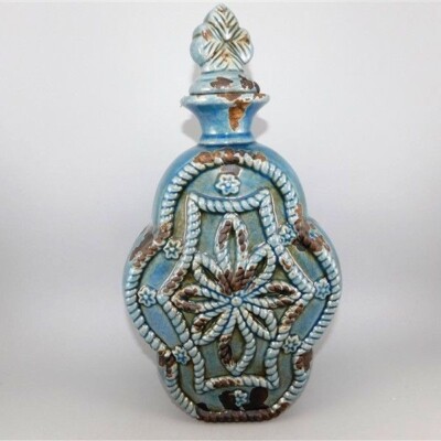 41/801 Creative Co-Op Decorative Decanter with Lid Brown and Blue 13 x 7 x 4-image