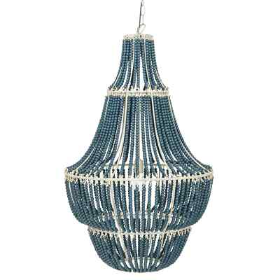 Creative Co-Op Chandelier w/ Draped Wood Beads Blue 25.5