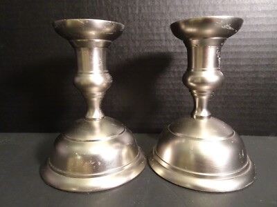 Creative Co Op Candlestick Holders - set of 2 - Metal, Silver Color-image