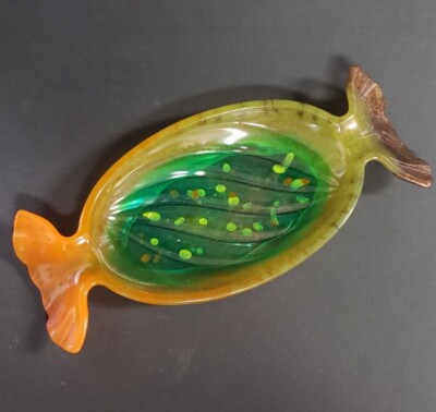 MCM Vintage Resin Candy Shaped Dish Trey Multi Color Orange Retro -image