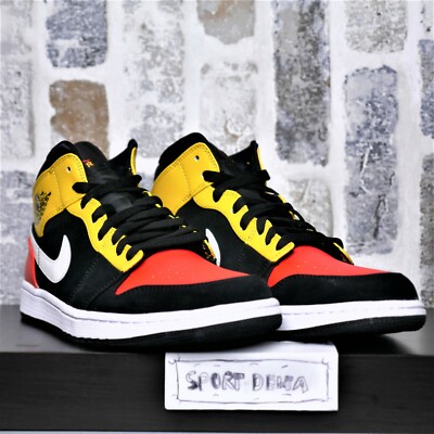 Nike Air Jordan 1 Mid Black Amarillo Orange 852542-087 Men's sz 9.5 *New In Box*-image
