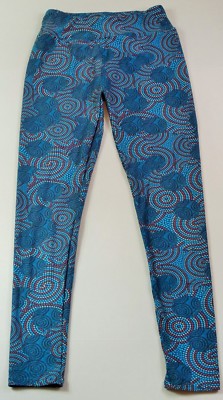 Women's Lularoe Blue,White, and Orange Circular Print Leggings One Size A8-37-image