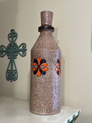 Pottery  Bitossi Rosenthal Netter Textured Vase Orange Brown MCM Mid century Mod-image