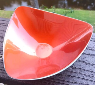 Mid-Century Reed & Barton Triangle Bowl Orange -image