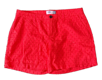 Old Navy Women's Chino Orange Eyelet Cotton Mid Rise 5