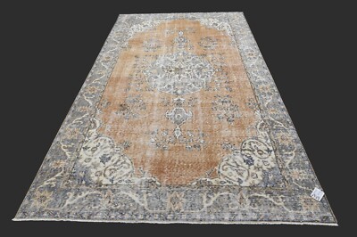 Vintage Turkish Oushak Rug, Orange 6x10 ft, Handmade Wool, Bohemian Anatolian-image