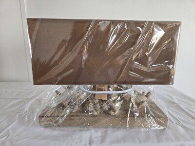 New In Box Creative Co-op Whitewashed Sleeping Rabbit Table Lamp w/ Linen Shade-image