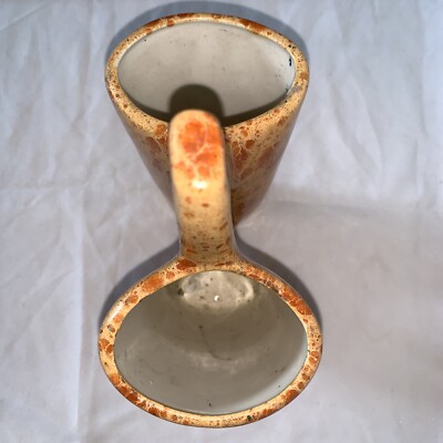 Mid Century Tall Double Planter Utensil Pencil Holder Splatter Glaze Orange-image