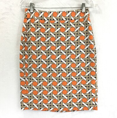 Banana Republic Orange Tan Lattice Back Zip Lined Pencil Straight Skirt / Size 0-image
