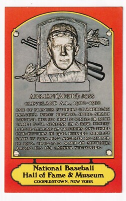 Anrian (Addie) Joss Yellow Hall of Fame Plaque Postcard Several Teams-image