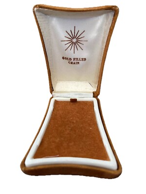 Vintage Mid Century Orange Jewelry Box Retro Starburst Gold Design 3.5”-image