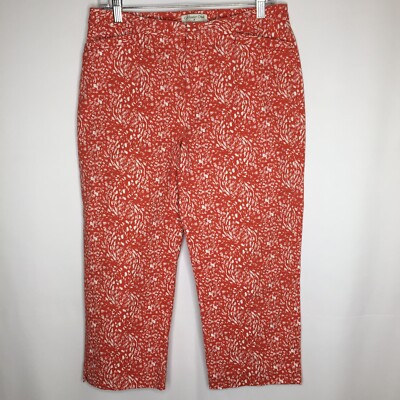 COLDWATER CREEK Cropped Pants Capris Size 8 Orange White Geometric Swirl J44-image
