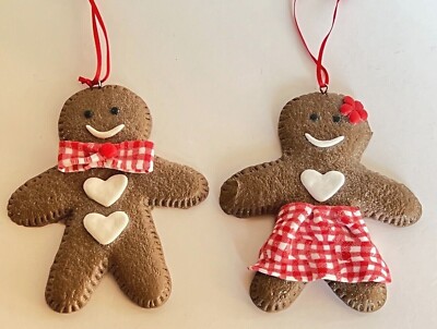 Creative Co-Op Clay Dough Gingerbread Boy or Girl Christmas Ornament 4 1/2