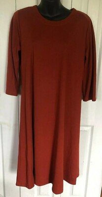 Susan Graver Womens Orange Brown Mid-Length Dress Size Small-image