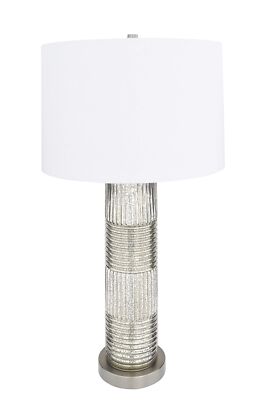 Creative Co-Op Reeded Metal Base Table Lamp, Mercury Glass-image