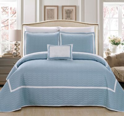 Chic Home Mesa 8 Piece King Quilt Set Bedding, Blue-image