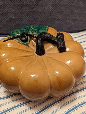 Ceramic Orange Pumpkin Fall Decoration-image