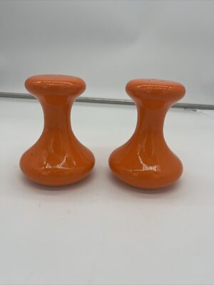 Holliday Designs Mid-Century Modern MCM Space Age Orange Salt and Pepper Shakers-image