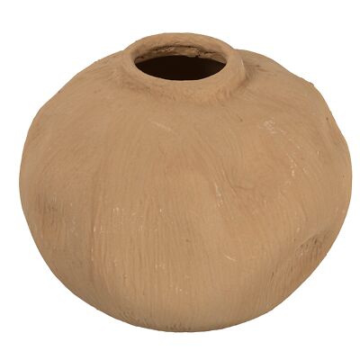 Creative Co-Op Pinched Organic Shape Terracotta Vase, Textured Taupe-image