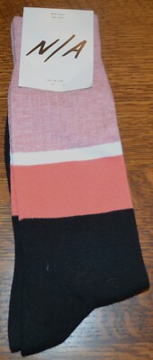 N/A BRAND Pink, Orange, White & Black Stripe Men's Mid-Calf Socks One Size-image