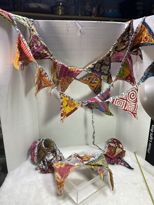 Creative Co-Op Colorful Kantha Pennant Banner (3ea)-image