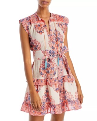 Bell ORANGE MOTIF Women's Aubry Belted Dress, US Small-image