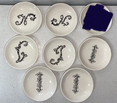7 Creative Co-op Dipping Dishes Sauce Saucers Bowls 4” Fancy Initials FR21B-image