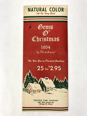 Vintage 1954 Gems O’ Christmas CARDS Plastichrome SAMPLE BOOK Creative Co.-image