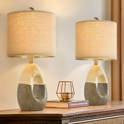 19” Boho Table Lamps Bedroom Living Room Set 2,Suitable for Small Space,Small Fa-image