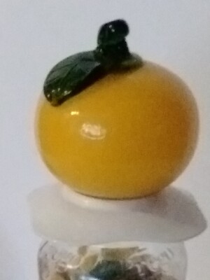 Vintage Art Glass Orange Fruit Paperweight MCM Kitchen decoration food-image