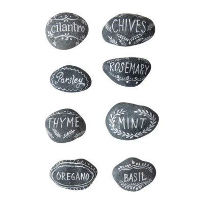 Creative Co-op - Set of 8 Herb Garden Plant Marker Palm Sized Stones - DF5320A-image