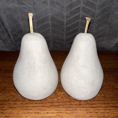 Concrete Cement Pear Decor Art Lot Of 2 Creative Coop DA5981 3.5” X 5” Paintable-image