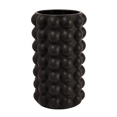 Creative Co-Op Modern Stoneware Raised Dot Vase or Umbrella Holder, Black-image