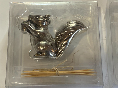 Creative Co-Op Zinc Alloy OWL  & Squirrel Toothpick Holders+ Toothpicks 2