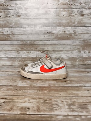 Nike Blazer Low 77 White Kids Size 12.5 Kids Orange Swoosh-image