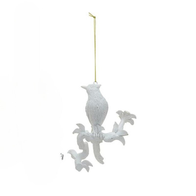 Creative Co-op Bird Tail Down on Branch Resin Ornament Bauble-image