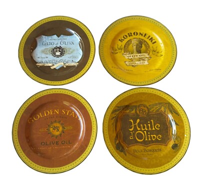 Oneida Set of 4 Bread/Dessert Plates Olive Oil Theme 8.25” Phoenix Creative Co-image