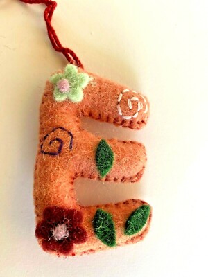 Wool Felt Embroidered Applique Initial Alphabet Boho Letter 