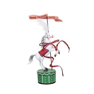 Resin Carousel Horse Merry Christmas and a Happy New Year Decor, Multicolor-image