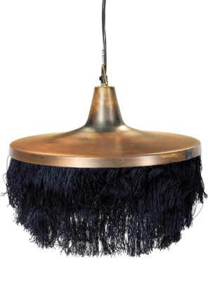 Creative Co-op DF2199 Black Metal Fringe Pendant Lamp-image