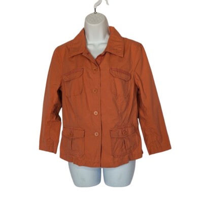 Sigrid Olsen Orange Jacket Button up Lightweight Cotton Women's Size 8-image